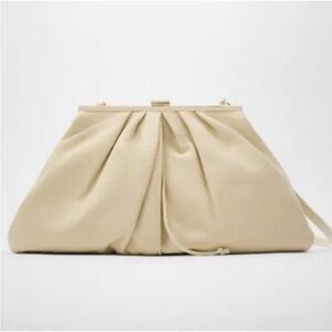 DOUBLE EXTERIOR LEATHER CROSSBODY BAG CREAM - NWTags